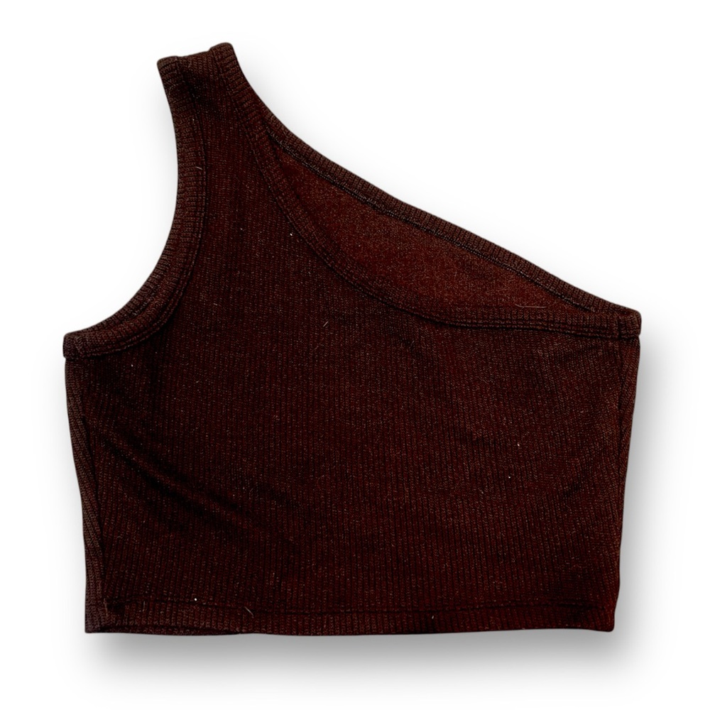 Banana Republic One-Shoulder Dark Brown Crop Top